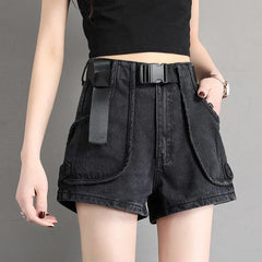 Goth Grunge Black Denim Shorts