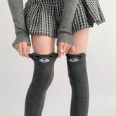 Gothic Cute Comfy Grey Bear Over Knee Socks