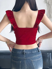 Red Alternative Goth Crop Top