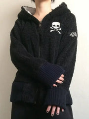 Black Grunge Alt Skull Cross Hoodie