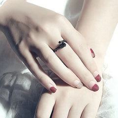 Black Rose Flower Ring