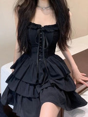 Kawaii Goth Harajuku Slip Ruffles Dress