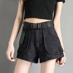 Goth Grunge Black Denim Shorts