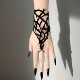 Dark Black Gothic Hand Bracelet