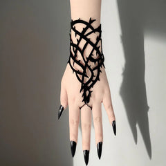 Dark Black Gothic Hand Bracelet