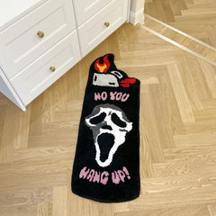 'No you hang up' Black Ghost Tufted Rug