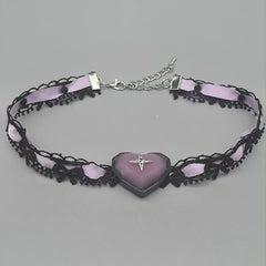 Cute Goth Lolita Kawaii Heart Lace Choker