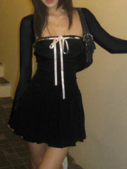 Goth 'Crazy Night' Black Lace Up Bodycon Dress