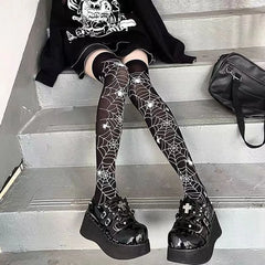 Black Cute Lolita Web Stockings
