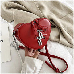Gothic Heart Zipper Chain Crossbody Bag
