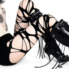 Black Alternative Perforated Stockings