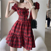 'Mary Jane' Red Grunge Plaid Dress