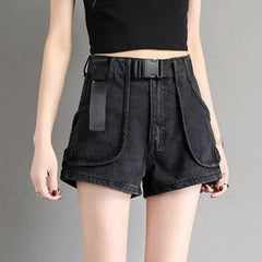 Goth Grunge Black Denim Shorts