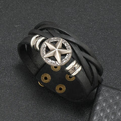 Black Punk Rock PU Leather Bracelet