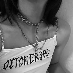 Grunge Barbed Wire Choker Necklace