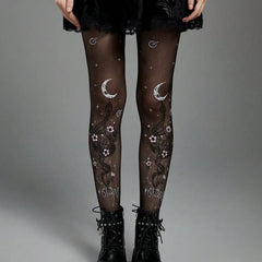 Black Snake and Moon Print Stockings