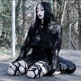 'Hollow' Black Goth Ripped 90's Grunge Long Sleeved Top