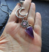 Purple Luna Witch Necklace with Amethyst