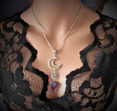 Purple Luna Witch Necklace with Amethyst