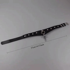 Black Cross PU Leather Choker