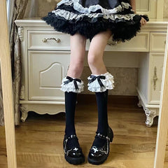 Black Bowknot Lolita Y2k Ruffle Socks