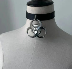 Black Cyber Punk PU Pendant Choker