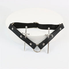 Black Goth PU Leather Leg Rings Sword Garter