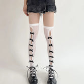 White Lolita Bow Tie Lace Stockings