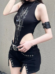 'No Way Back' Black Goth Y2K Shorts