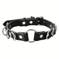 Punk Rock Goth PU Leather Ring Choker