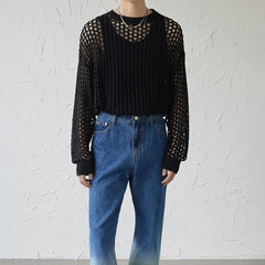 Black Unisex Loose Mesh Top