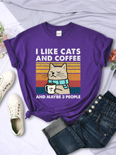 'Coffee and Cats' Cute Cat Themed T-Shirt
