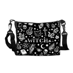 Gothic Cat Printed Shoulder Bag