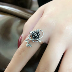Black Rose Sterling Silver Ring