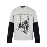 "Silent Knight" Graphic Y2K Mock Layered Long Sleeve Top