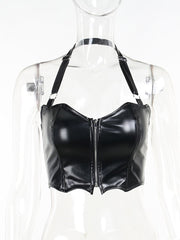 'Saturn' Black PU Gothic Corset Top