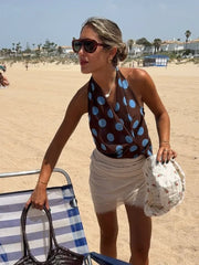 Womens Polka Dot Vest Y2K Halter Top