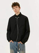 Y2K Asymmetrical Diagonal Black Full Zip Up Jacket