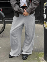 Y2K Baggy Grey Low Rise Sweatpants Jogger Trousers