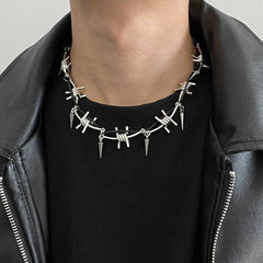 Y2K Barbed Wire Thorn Necklace