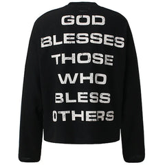 Y2K "Bless You" Graphic Long Sleeve Top