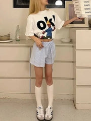 Y2K Blue Striped Shorts