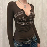 Y2K Button Up Long Sleeve Cute Top