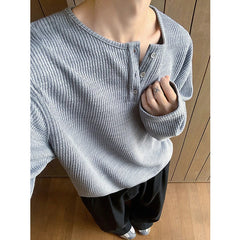 Y2K Button Up Long Sleeve Knitted Top T-Shirt