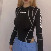Y2K Cyber Bodysuit Long Sleeve Top