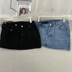 Y2K Denim Waved Micro Mini Skirt