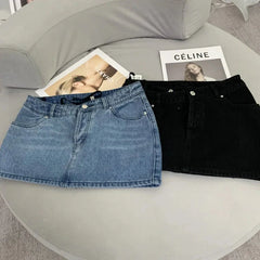 Y2K Denim Waved Micro Mini Skirt