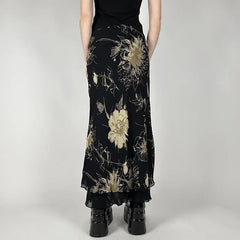 Y2K Double Layer Mesh A-line Midi Skirt