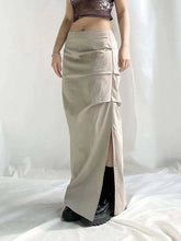 Y2K Elegant Folds Slit Long Maxi Skirt