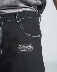 Y2K Embroidered Black Denim Shorts Jorts